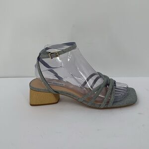 Steve Madden Abagail strappy sandal shoe heel ankle strap denim blue knot new 7